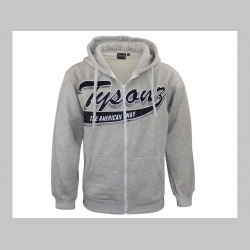 Tysonz American Way mikina na zips s kapucňou  siv&aacute; s vy&scaron;&iacute;van&yacute;m logom